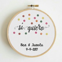 bastidor bordado si quiero anillos boda
