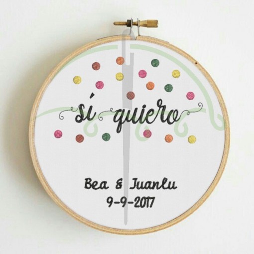 bastidor bordado si quiero anillos boda