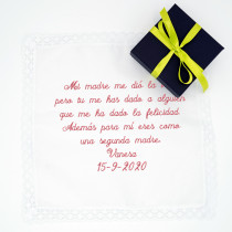 Pañuelo bordado blanco puntilla nylon suegra felicidad