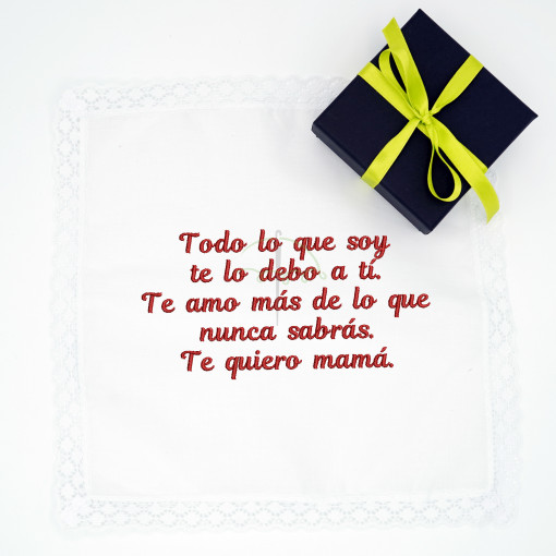 pañuelo amar madre debo todo bordado caja regalo lazo