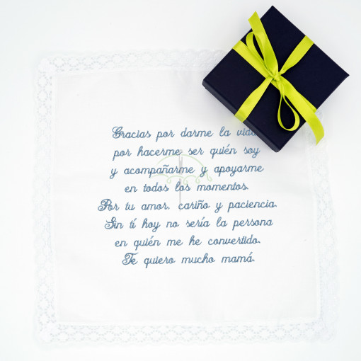 pañuelo bordado boda gracias mama acompañarme cariño