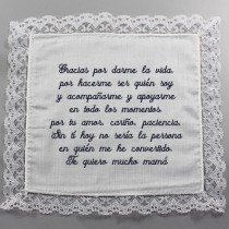 Pañuelo bordado boda blanco con encaje
