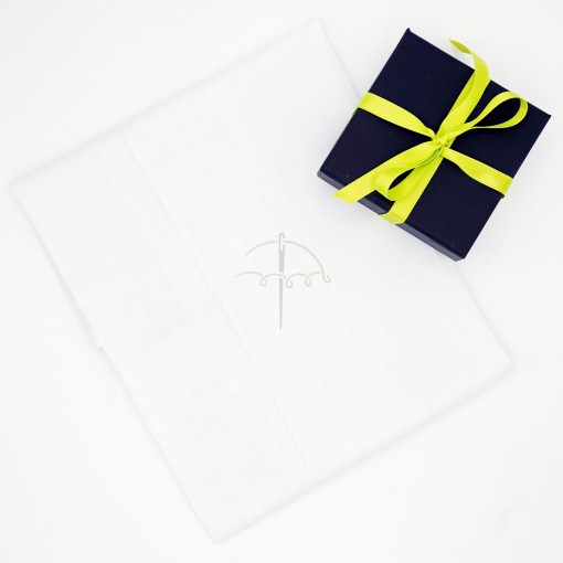 Pañuelo blanco caballero con caja de regalo